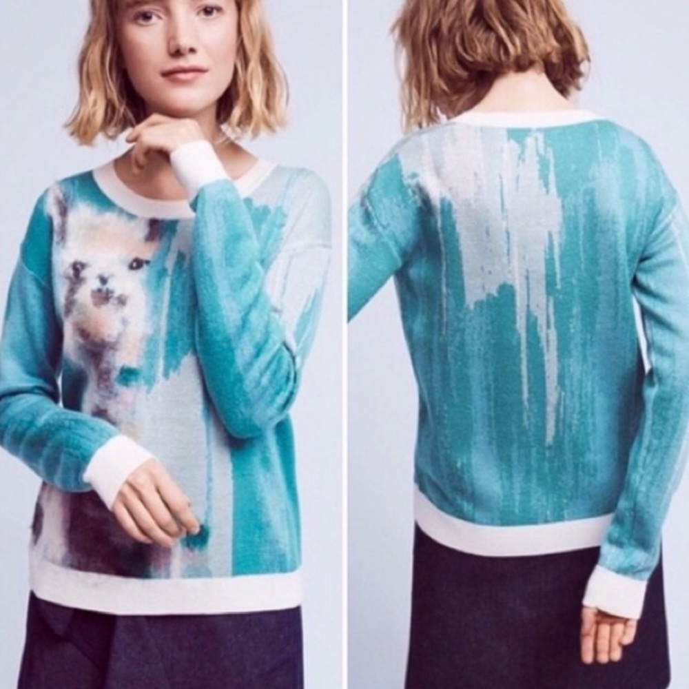 Anthropologie Lauren Carlson Walcott Llama Sweater